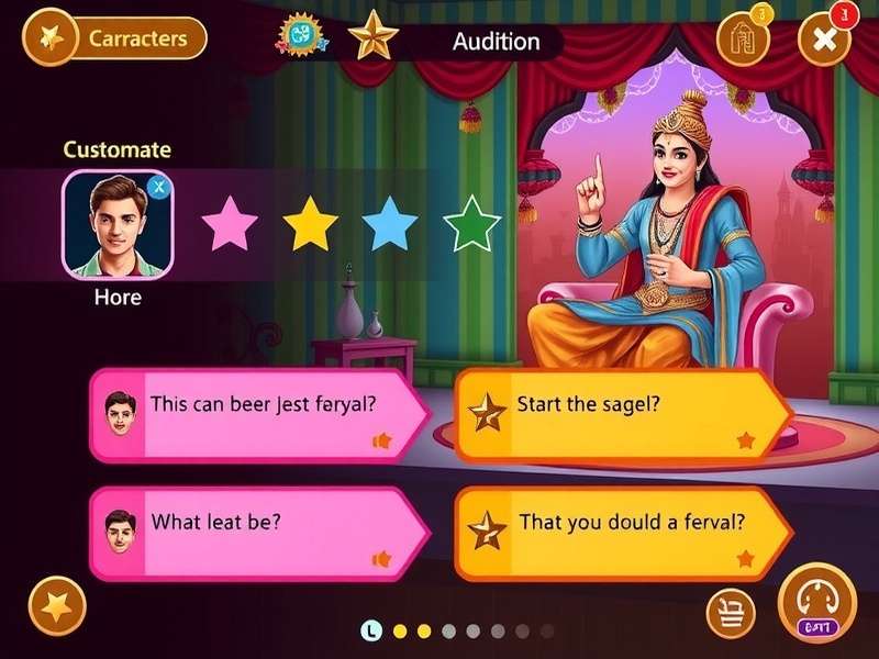 Superstar Stories audition scene with multiple choice options